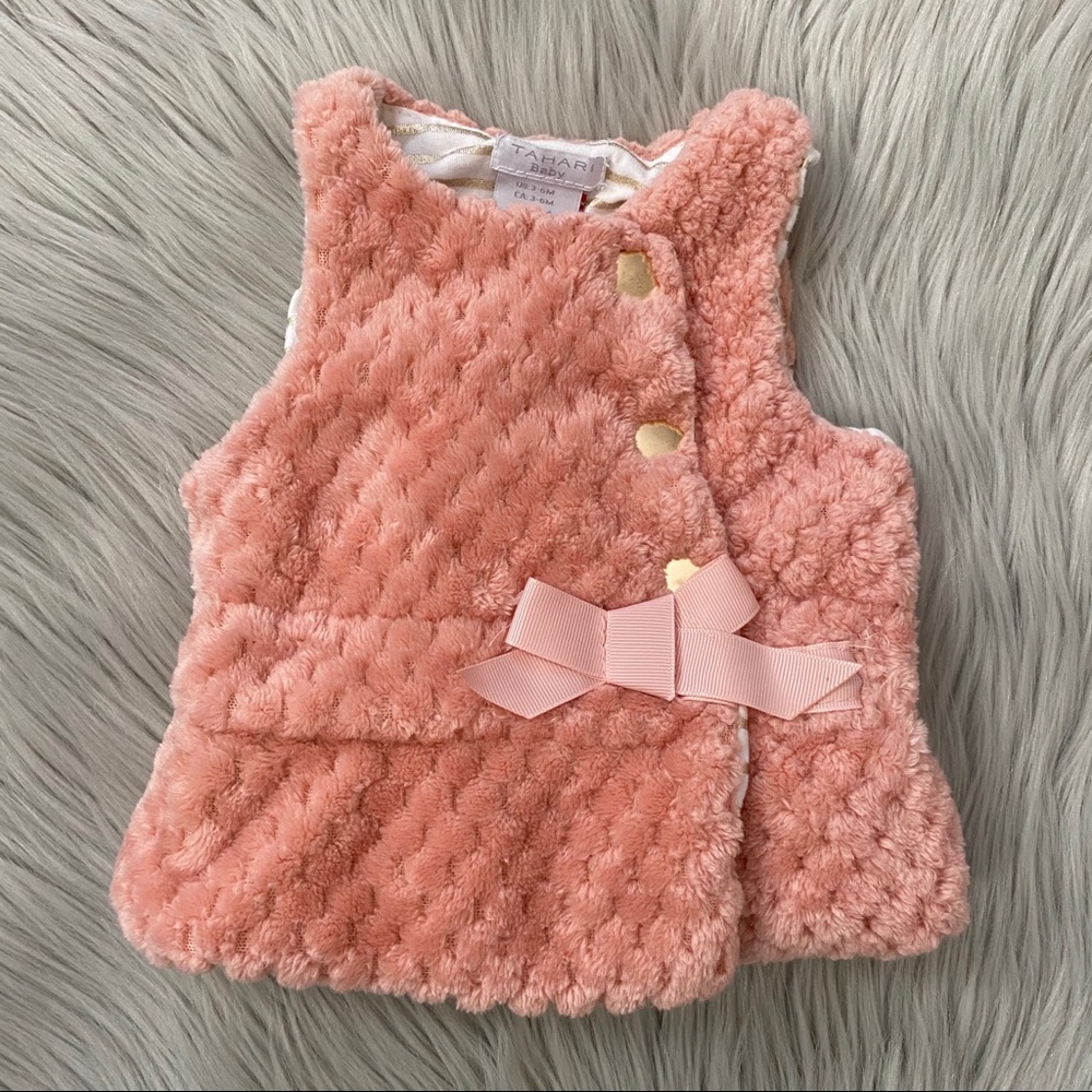 TAHARI Baby Pink Fur Vest 3-6 Months
